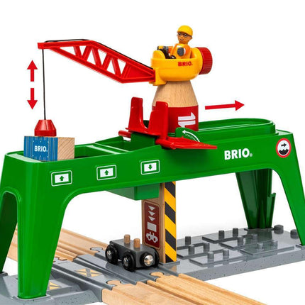 BRIO World Container Crane for Kids Age 3 Years Up - Wooden Railway Train Accessories and Add Ons