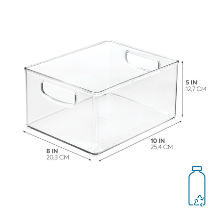 InterDesign Cabinet/Kitchen Binz Kitchen Storage Container, Large Plastic Storage Boxes for The Fridge, Freezer or Pantry, Clear 10" x 8" x 5"