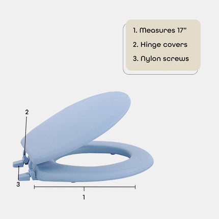 Achim Home Furnishings TOVYSTLB04 Fantasia Standard Toilet Seat, 17-Inch, Soft Light Blue