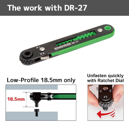 Super Low Profile Damaged Screw Remover kit for Hex Socket Head Screws (Allen Type), Ratchet Driver + Extractor bit Set. ENGINEER DZ-273
