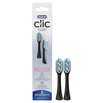 Oral-B Clic Toothbrush Sensitive Clean Replacement Brush Heads, Black, 2 Count (Pack of 3)