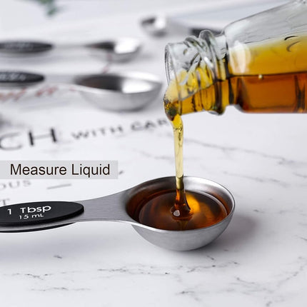 Magnetic Measuring Spoons Stainless Stee with Leveler Double Sided Teaspoons for Measurements Dry and Liquid Ingredients Set of 8 Measuring Spoons Set 7
