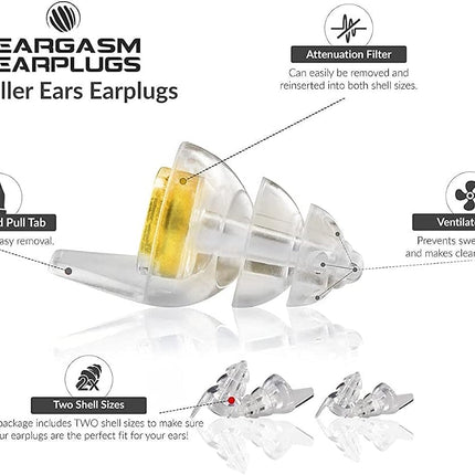 Eargasm Smaller Ears Gold Earplugs for Concerts, Festivals, Musicians, Night-Life, Motorcycle Hearing Protection - Reusable Ear Plugs for Small Ear Canals, High Fidelity Noise Reduction up to 21 dB