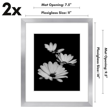 Americanflat Silver 11x14 Picture Frame Set of 2 with Polished Plexiglass and Classic Design for Wall Display