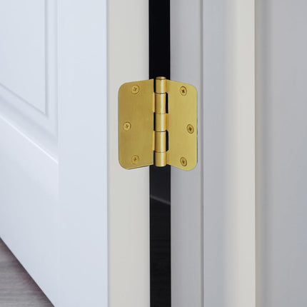Design House 181404 3.5 x 3.5 5/8 Radius Door Hinge, 10-Pack, Satin Brass, 10 Pack