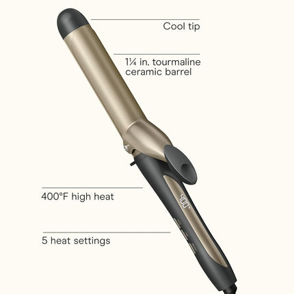INFINITIPRO BY CONAIR Tourmaline Ceramic 1 1/4-inch Curling Iron, 1 1/4-inch Digital Curling Iron, 1 ¼ inch barrel produces loose curls – for use on medium and long hair