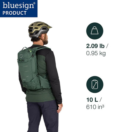 Mochila de ciclismo de montaña Osprey Raptor 10L para hombre con depósito hidráulico, color verde tundra, talla única, mochila de ciclismo de montaña con depósito hidráulico