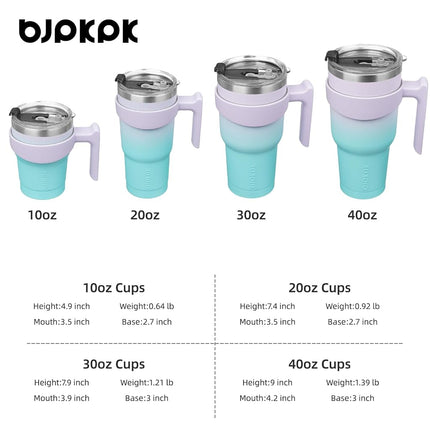 BJPKPK Gobelet de 283,5 ml avec anse et paille en acier inoxydable, tasses isothermes pour eau ou café glacé, Oasis