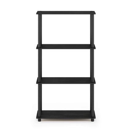 Furinno TURN-N-TUBE Storage Shelves, 4-Tier Toolless Book Shelf, Corner Shelf, Toolless Open Shelves, for Organization and Storage, Living Room, Garage, Home Office, Americano