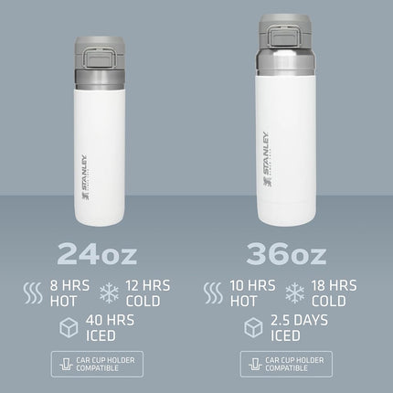 Stanley Quick Flip GO Water Bottle 24 OZ | Push Button Lid | Leakproof & Packable for Travel & Sports | Insulated Stainless Steel | BPA-Free | Black 2.0