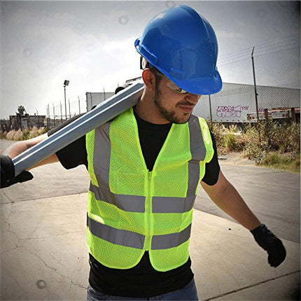Neiko High Visibility Safety Vest ANSI Class 2, No Pocket, Neon Yellow, Large (L)