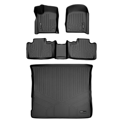 Tapis de sol sur mesure SMARTLINER 2 rangées et ensemble de tapis de coffre noirs pour Jeep Grand Cherokee 2016-2019