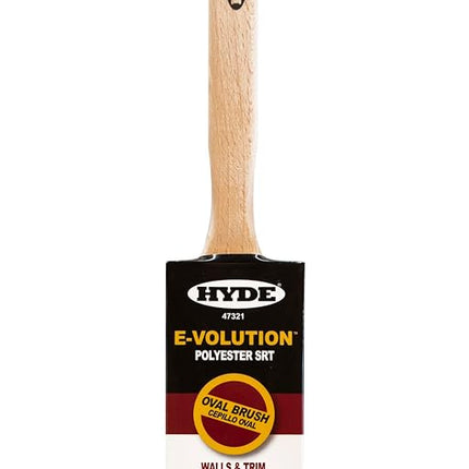 Hyde E-Volution Oval, Polyester SRT Filament Stiff Blend with Wood Handle, 2", 47321 Paint Brush, 2" Wide