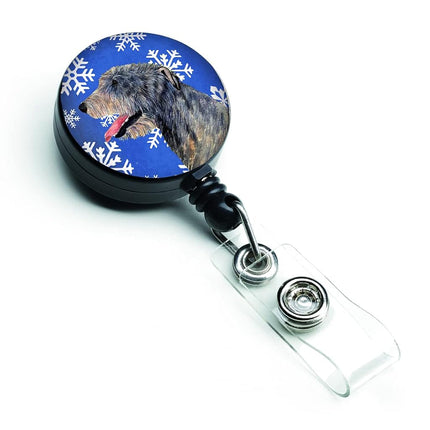 Caroline's Treasures Irish Wolfhound Winter Snowflakes Holiday Retractable Badge Reel, Multicolor (SS4644BR)