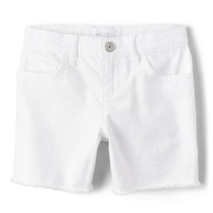 The Children's Place Girls' Denim Midi Shorts, Whi