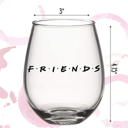 Copa de vino sin tallo Silver Buffalo Friends Doodle Logo, 590 ml