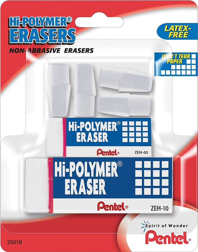 Pentel Hi-Polymer Eraser Mixed Pack 4 Cap Erasers,