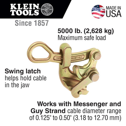 Klein Tools 1604-20L Grip, Haven's Grip Wire Pulling Tool with Swing Latch Wire to 0.125-Inch, Maximum 5000-Pound