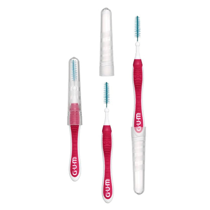 GUM Proxabrush Go-Betweens - Cepillos interdentales para dientes apretados, palillos dentales para eliminar la placa, seguros para aparatos de ortodoncia y dispositivos dentales, 10 unidades (paquete de 4)