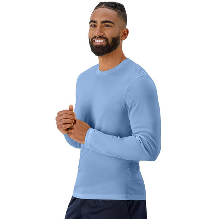 Hanes Men's Long Sleeve Cool DRI T-Shirt UPF 50-Plus, Light Blue, Small (Pack of 2)
