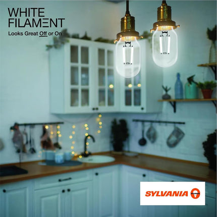 SYLVANIA T14 Clear LED White Filament Bulb, 3.5W, Dimmable, 300 LMS, Medium Base, 2700K, Soft White - 1 Pack (42266)