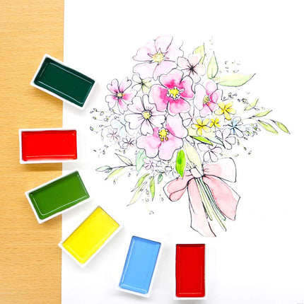 Kuretake Gansai Tambi Watercolour Paint Set, 48 Colours, Made in Japan