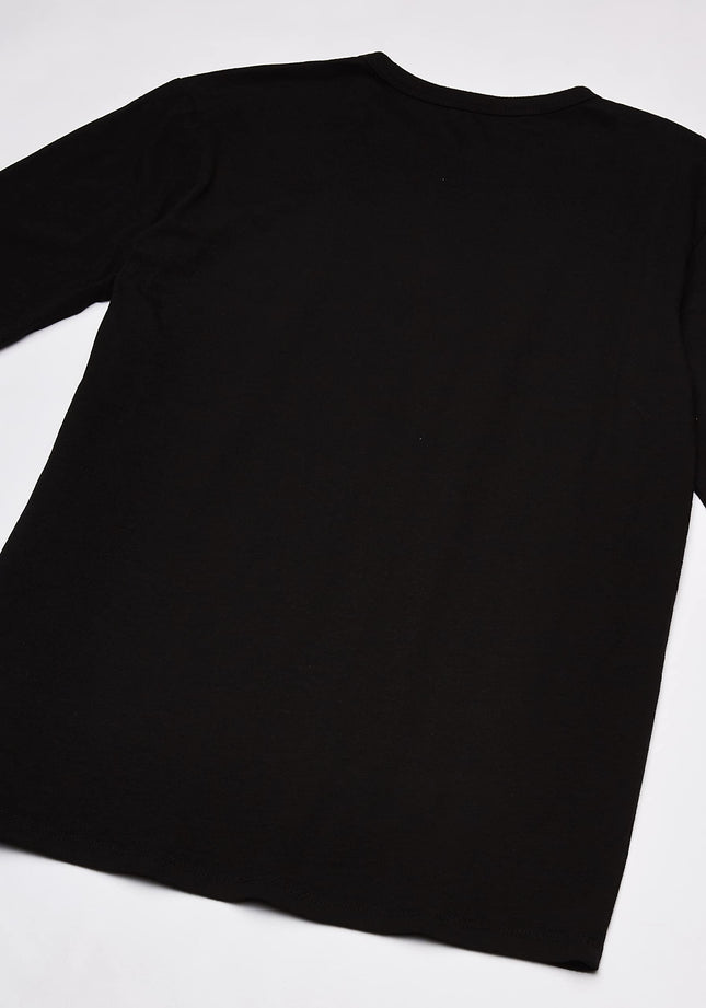 The Children's Place boys Long Sleeve Basic Layering T-shirt T Shirt, Black 2 Pack, Large US