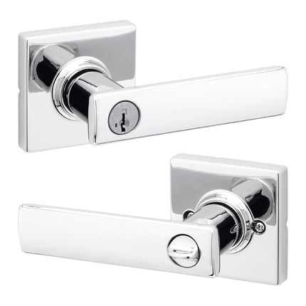 Kwikset Breton Entry Door Handle with Lock and Key