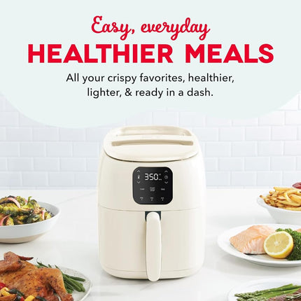 Four à frire à air chaud en céramique DASH Tasti-Crisp™, 2,6 L, Crème – Friteuse à air compacte pour des repas plus sains en quelques minutes, surface antiadhésive en céramique, idéal pour les petits espaces – Arrêt automatique, numérique, 1000 W