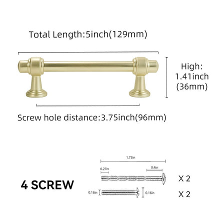 POVEFONK 10 Pack 3.75 inch Brushed Brass Kitchen Cabinet Handles Cabinet Pulls Gold Drawer Pulls Kitchen Cabinet Hardware Handles Dresser Handles