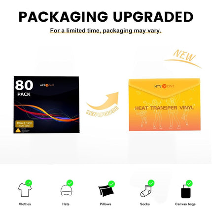 HTVRONT HTV Heat Transfer Vinyl Bundle: 80 Pack 12" x 10"