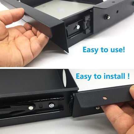 Mofangtech Under Desk Mounted Sliding Pull-Out Drawer for Office Desk W 19.2" x D 13.4" Storage Organizer for Sit Stand Workstation, Metal, Black (Large)