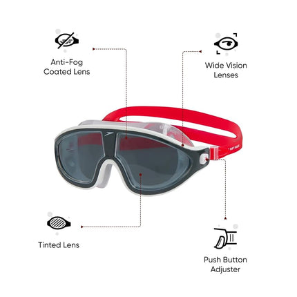 Speedo Unisex-Adult Biofuse Rift Mask Swimming Goggles | Open Water Swim Mask | Anti-fog | Anti-leak Goggles, Bondi Blue/White/Clear, One Size