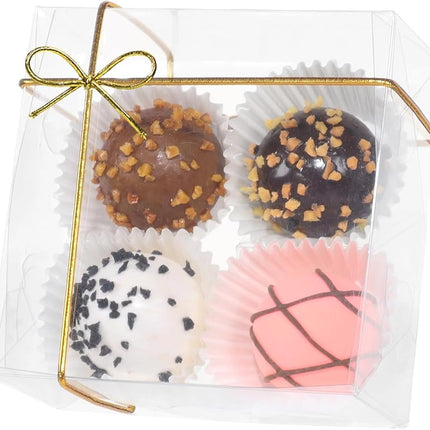 RomanticBaking - 100 Clear Cookie Boxes 4" x 4" x 2" Chocolate Truffle Donuts Cake Cake Boxes for Party Favors