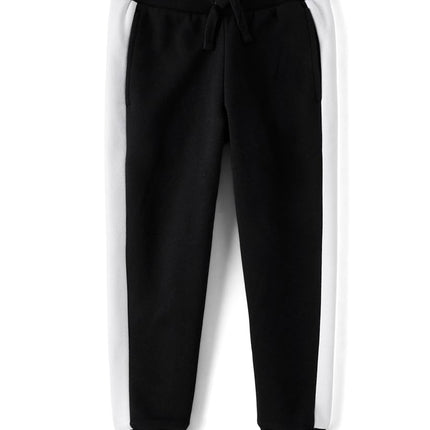 The Children's Place Boys' Active Fleece Jogger Pants, Black/White, X-Small