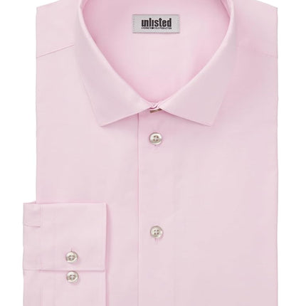 Kenneth Cole Men's Dress Shirt Regular Fit Solid, Pink, 14"-14.5" Neck 32"-33" Sleeve