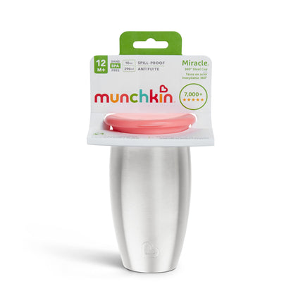 Munchkin® Miracle® Stainless Steel 360 Toddler Sippy Cup, 10 Ounce, Pink