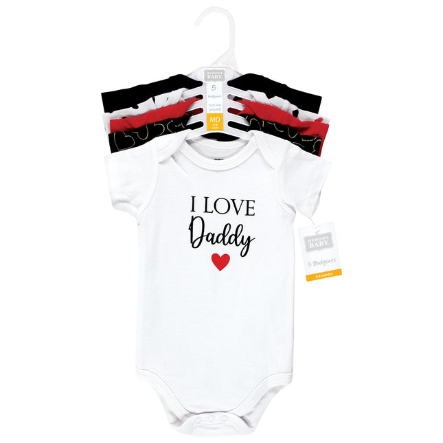 Lot de 5 grenouillères en coton Hudson Baby pour bébé, fille, papa, rouge et noir, nouveau-né