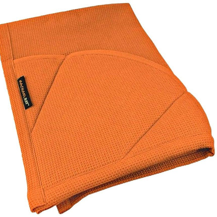 Rachael Ray Toalla Moppine - Toalla de cocina y agarrador 2 en 1 con 2 bolsillos resistentes al calor para sujetar utensilios de cocina y de repostería calientes - Toallas de cocina absorbentes perfectas para secar platos y manos, naranja quemado