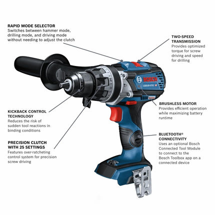 BOSCH GSB18V-975C 18V Brushless Connected-Ready Brute Tough 1/2 in. Hammer Drill/Driver (Bare Tool)