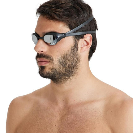 arena Cobra Core Swipe Mirror Unisex Adult Racing Swimming Goggles, Swimming Pool Goggles with Curved Mirror Lenses, Anti-Fog, UV Protection, 5 Interchangeable Nose Bridges