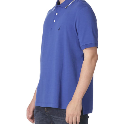 Polo Nautica Homme Coupe Classique Manches Courtes Coton Doux Uni, Bleu Monaco, XL