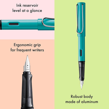 LAMY AL-star turmaline - Fountain Pen with ergonomic grip & polished steel nib in size B - lightweight aluminum body - including LAMY T 10 blue cartridge - Right-Handed