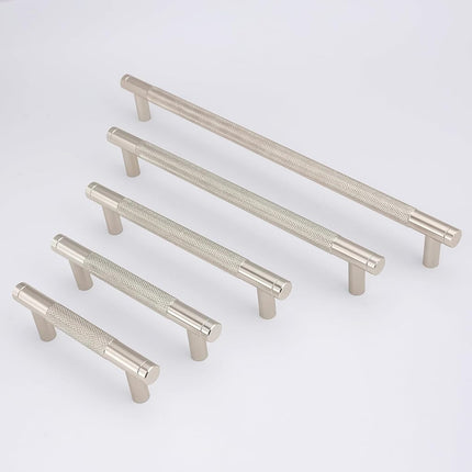 POVEFONK 10 Pack 5 inch(128mm) Brushed Satin Nickel Kitchen Cabinet Handles Knurled Cabinet Pulls Drawer Pulls Kitchen Hardware