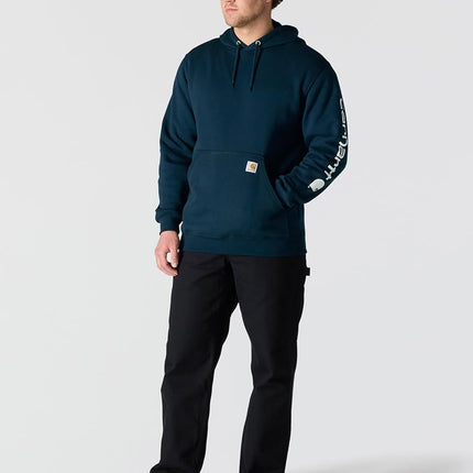 Carhartt Men's Loose Fit Midweight Logo Sleeve Graphic Sweatshirt, New Navy, M