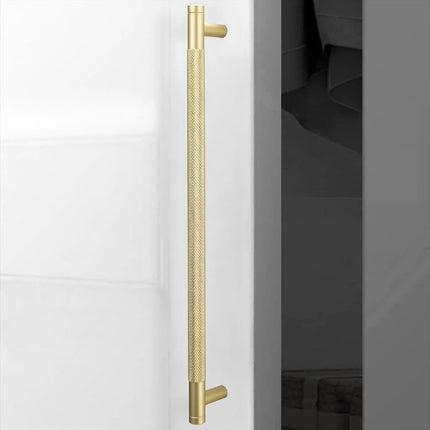 POVEFONK 6 Pack 12-5/8 inch(320mm) Brushed Brass Kitchen Cabinet Handles Knurled Cabinet Pulls Gold Drawer Pulls Kitchen Hardware