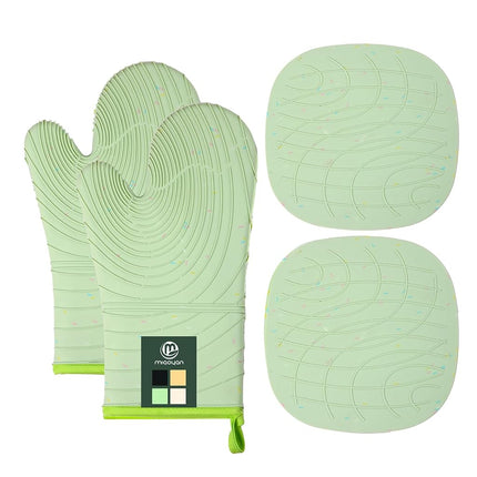4 Piece Silicone Oven Mitts and Pot Holders, Heat 