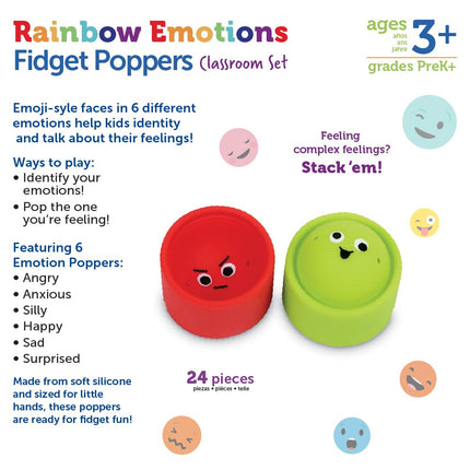 Learning Resources Emotion Fidget Poppers Classroom Set - Social Emotional Classroom Learning Activities for Kids Ages 3+, Montessori Calming Toys, Birthday Gifts for Boys and Girls