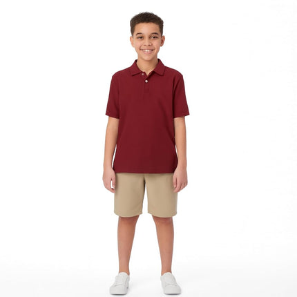 French Toast Boys' Short Sleeve Pique Polo, Burgundy, X-Large/18/20/ Husky
