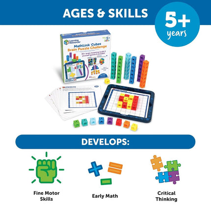 Learning Resources MathLink Cubes Brain Puzzle Challenge - 80 Piece Linking and Connecting Cubes Maths Manipulative For Counting, Ages 5+